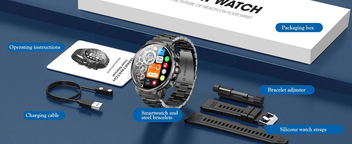 WalkerFit Smart Watch M6 MAX for Men, 1.85''Ultra-HD Display 710 MAH